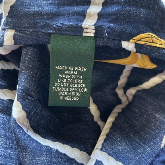 Lauren Ralph Lauren Nautical Anchor Sailing Blouse Button Down Shirt Top XS NEW - Picture 9 of 11